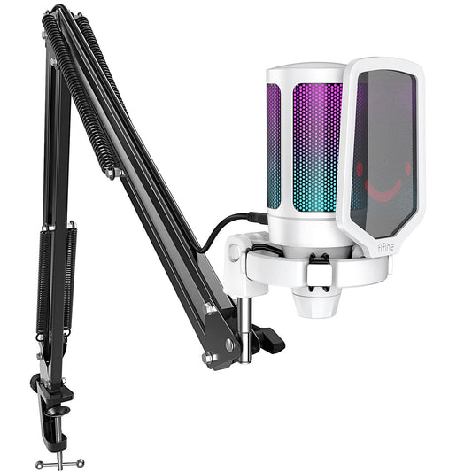 White USB Gaming Microphone Kit for Streaming & Recording