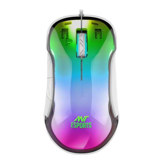GM610 Crystal RGB Wired Gaming Mouse - White